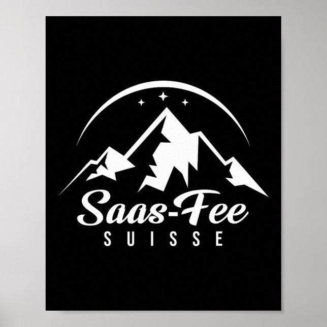 Saas-fee Swiss Ski Resort Skiing Snowboardin Poster (Framsidan)