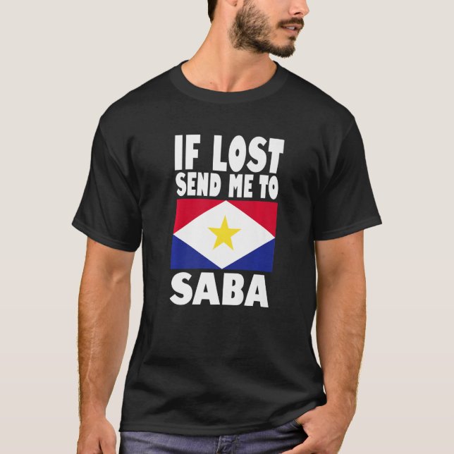 Saba Flagga Design Om borttappaden skickar mig til T Shirt (Framsida)