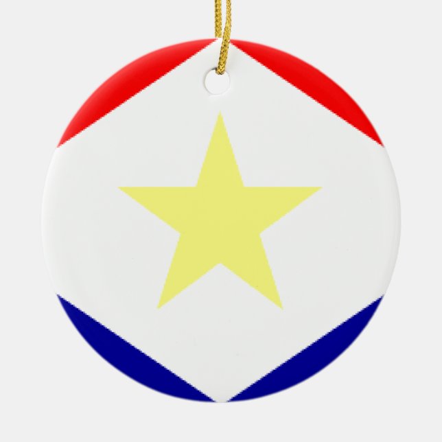 Saba flagga julgransprydnad keramik (Framsidan)