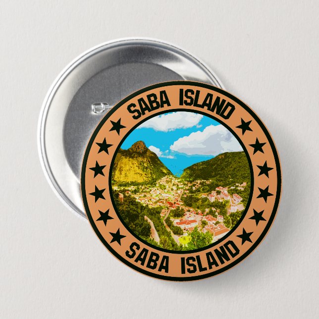 Saba Island Knapp (Framsida & baksida)