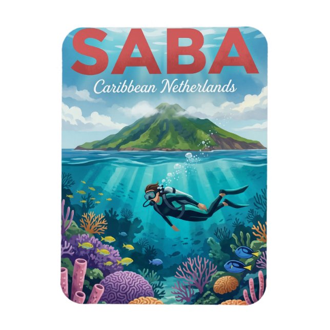 Saba Karibiska Nederländerna Magnet (Vertikal)