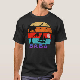 Saba Retro Sunset Ocean Grandfather T-Shirt