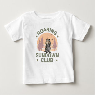 Sabeltandad Tiger Retro Skog Solnedgång Klubb T Shirt