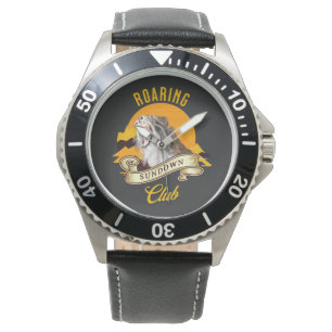 Sabeltandig Tiger Retro Solnedgång Äventyrs Klubb Armbandsur