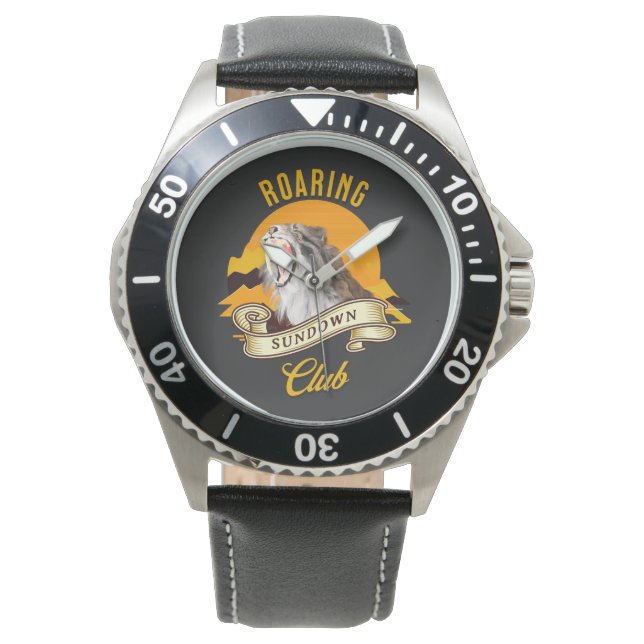 Sabeltandig Tiger Retro Solnedgång Äventyrs Klubb Armbandsur (Framsida)
