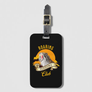 Sabeltandig Tiger Retro Solnedgång Äventyrs Klubb Bagagebricka