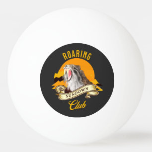 Sabeltandig Tiger Retro Solnedgång Äventyrs Klubb Pingisboll