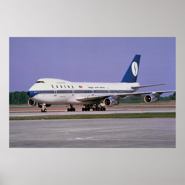 Sabena 747 on runway, Mirabel Airport, Montreal, C Poster (Framsidan)