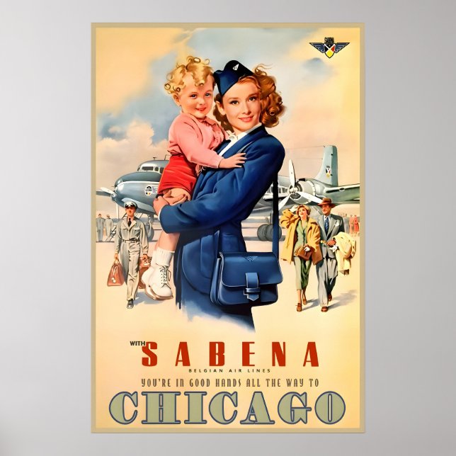 Sabena Airlines Chicago Illinois Audrey Hepburn Poster (Framsidan)