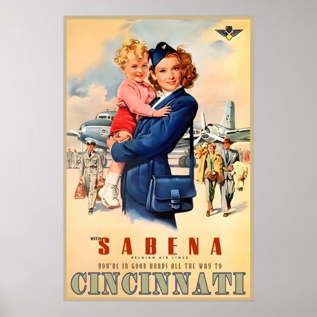 Sabena Airlines Cincinnati Ohio Audrey Hepburn Ny Poster (Framsidan)