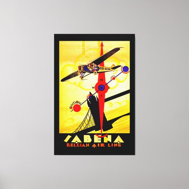 Sabena Art Deco Compass Canvastryck (Framsida)