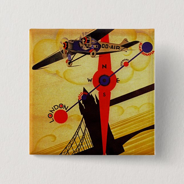 Sabena Art Deco Compass Knapp (Framsida)