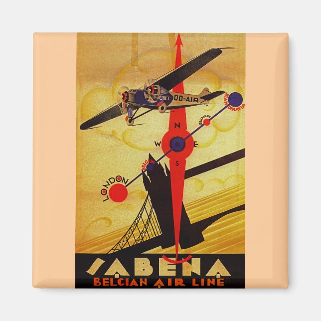 Sabena Art Deco Compass Magnet (Framsidan)