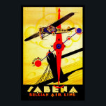 Sabena Art Deco Compass Poster<br><div class="desc">Vintage luft-reseaffisch för det belgiska flygbolaget Sabena som nu är avbrutet och som visar en propeller flygplan som flyger över Londons Torn Bridge med en kompass och rutt karta som alla spelas upp i briljant konst deco stil.</div>