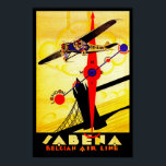 Sabena Art Deco Compass Poster<br><div class="desc">Vintage luft-reseaffisch för det belgiska flygbolaget Sabena som nu är avbrutet och som visar en propeller flygplan som flyger över Londons Torn Bridge med en kompass och rutt karta som alla spelas upp i briljant konst deco stil.</div>