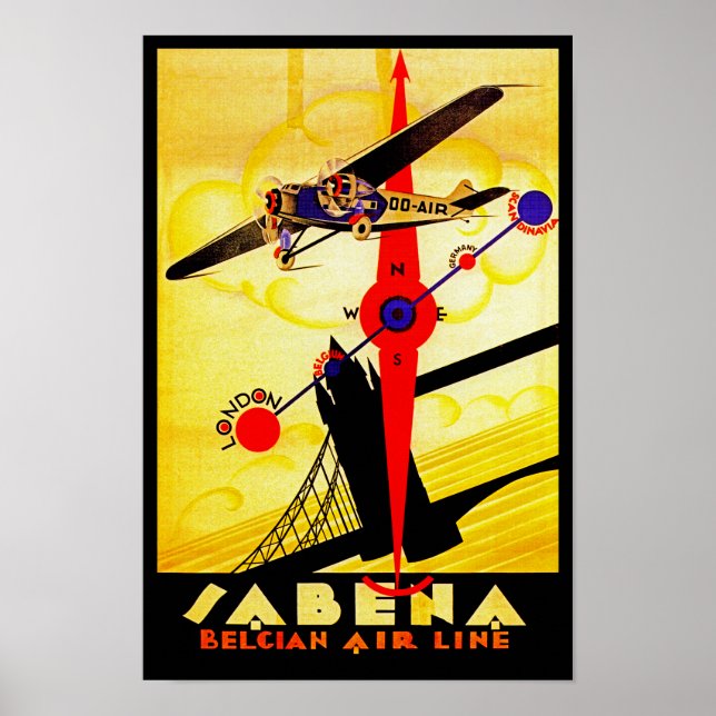 Sabena Art Deco Compass Poster (Framsidan)