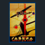 Sabena Art Deco Compass Poster<br><div class="desc">Vintage luft-reseaffisch för det belgiska flygbolaget Sabena som nu är avbrutet och som visar en propeller flygplan som flyger över Londons Torn Bridge med en kompass och rutt karta som alla spelas upp i briljant konst deco stil.</div>