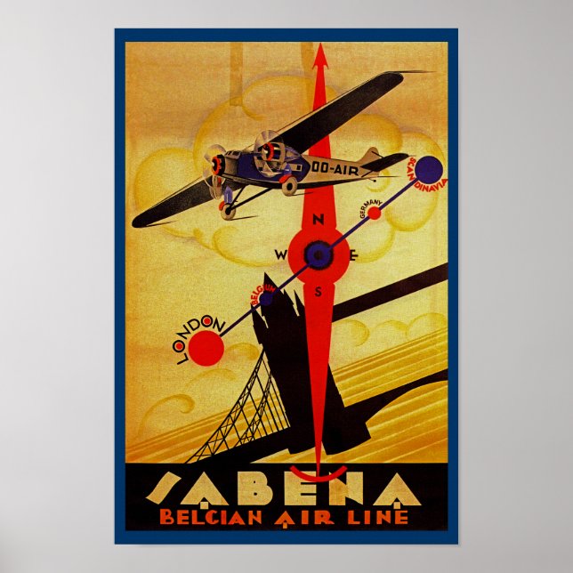 Sabena Art Deco Compass Poster (Framsidan)