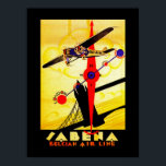Sabena Art Deco Compass Poster<br><div class="desc">Vintage luft-reseaffisch för det belgiska flygbolaget Sabena som nu är avbrutet och som visar en propeller flygplan som flyger över Londons Torn Bridge med en kompass och rutt karta som alla spelas upp i briljant konst deco stil.</div>