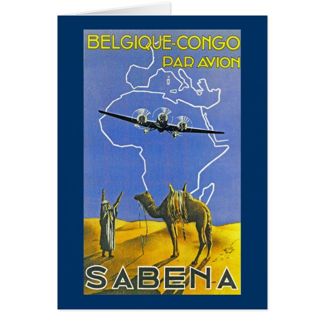 Sabena ~ Belgique Kongo Hälsningskort (Framsidan)