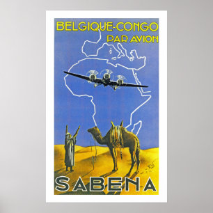 Sabena ~-Belgique Kongofloden Poster