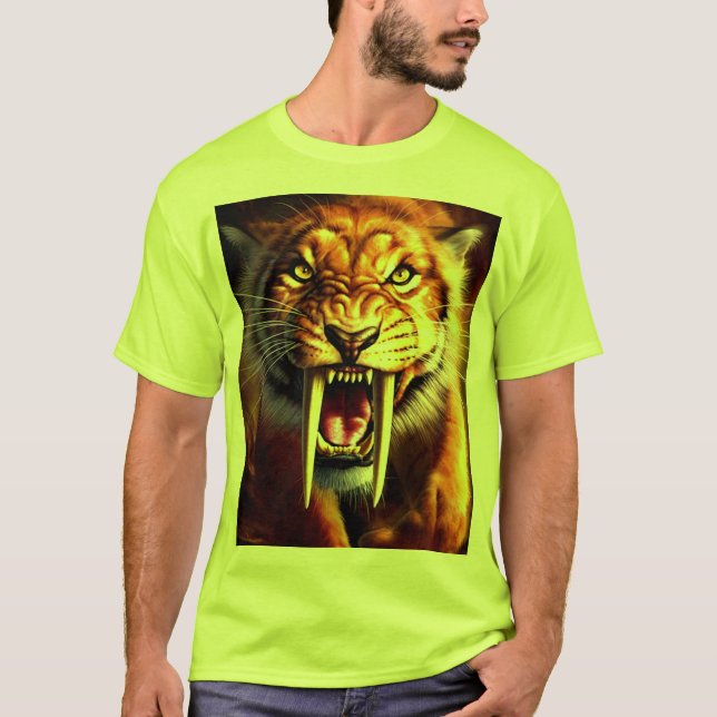 Saber-Tooth Tiger Hi-Vis-arbete T Shirt (Framsida)