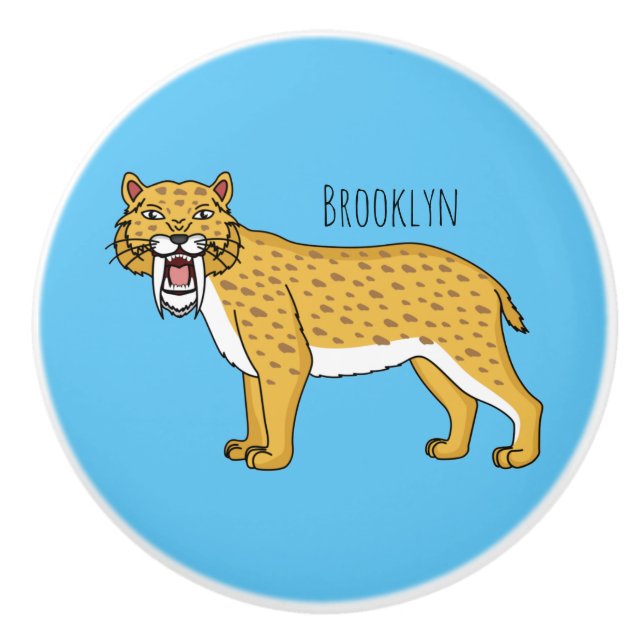 Saber-toothed tiger illustration knopp (Framsidan)