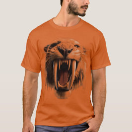 Saber Toothed Tiger Large Ansikte T Shirt