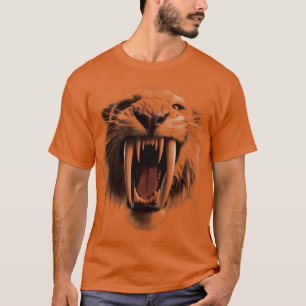 Saber Toothed Tiger Large Ansikte T Shirt