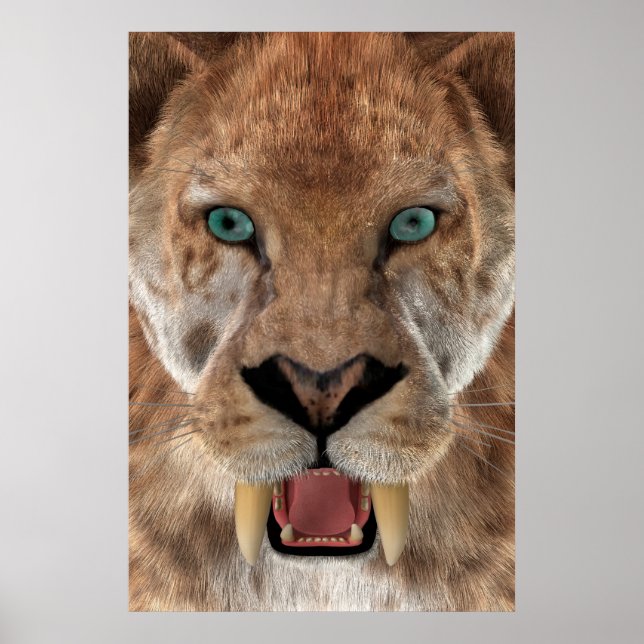 Saber Toothed Ttiger eller Smilodon Poster (Framsidan)