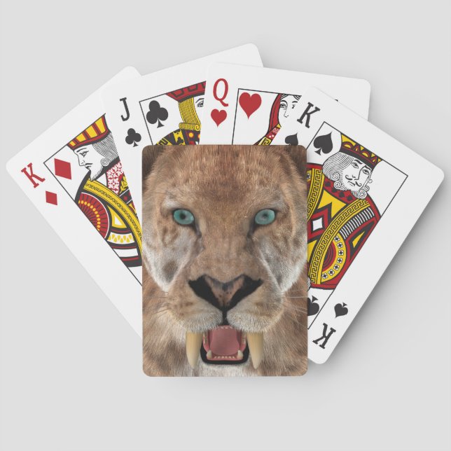 Saber Toothed Ttiger eller Smilodon Spel Kort (Baksidan)