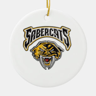 Sabercats ungdomfotboll & jubel julgransprydnad keramik