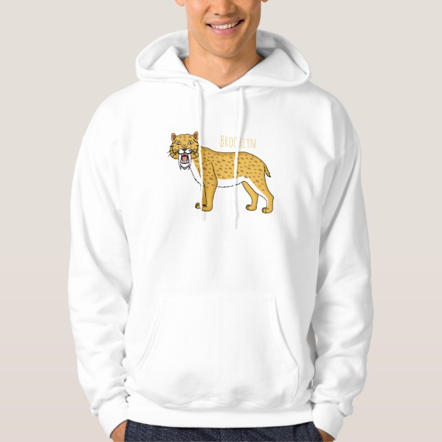 Sabertandad tigerillustration hoodie (Framsida)