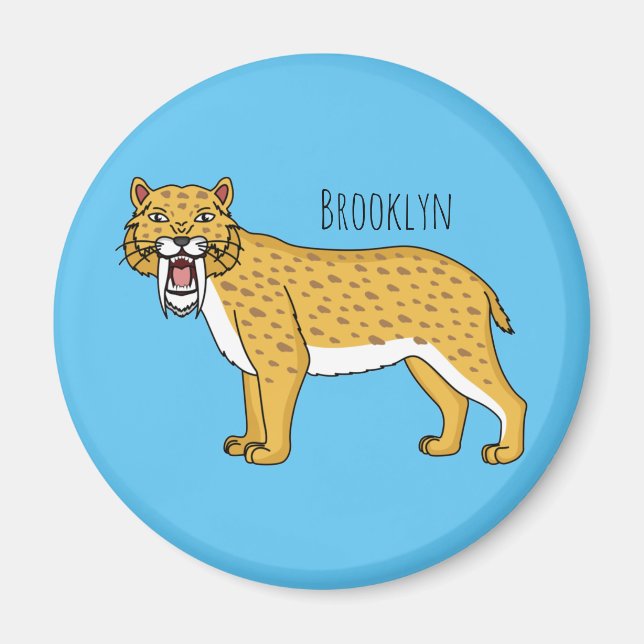 Sabertandad tigerillustration magnet (Framsidan)