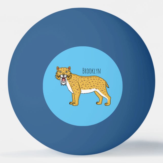 Sabertandad tigerillustration pingisboll (Framsidan)