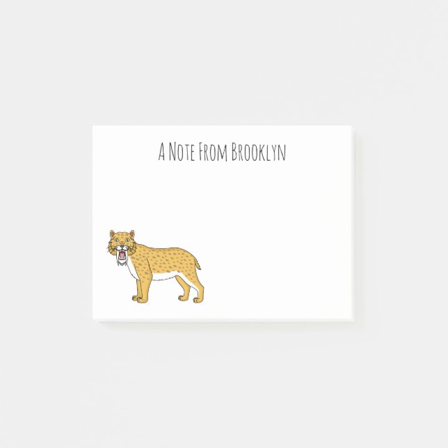 Sabertandad tigerillustration post-it block (Framsida)