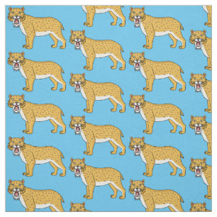 Sabertandad tigerillustration tyg