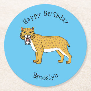 Sabertandad tigerillustration underlägg papper rund