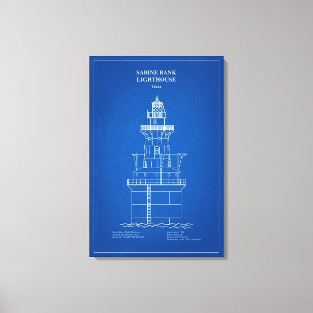 Sabine Bank Lighthouse - Texas – AD Canvastryck (Framsida)