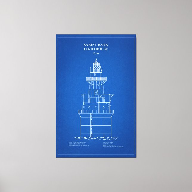 Sabine Bank Lighthouse - Texas - AD Canvastryck (Framsida)