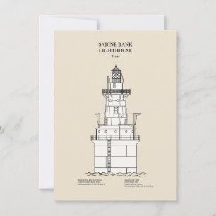 Sabine Bank Lighthouse - Texas - SBD Anteckningskort