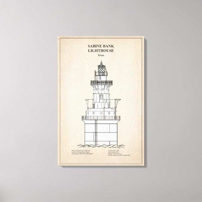 Sabine Bank Lighthouse - Texas - SBD Canvastryck (Framsida)