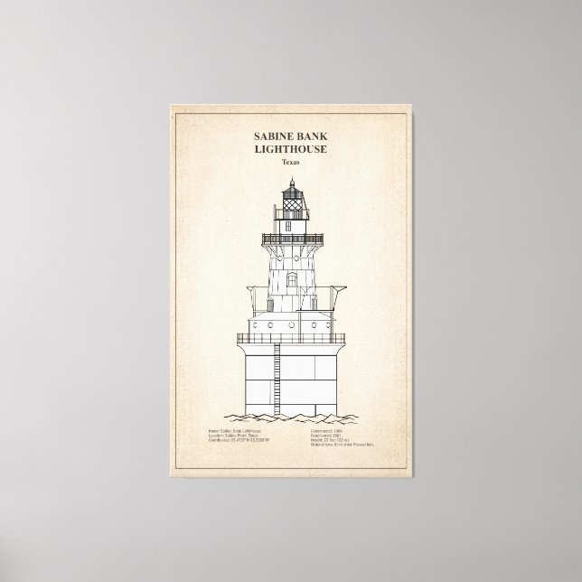 Sabine Bank Lighthouse - Texas - SBD Canvastryck (Framsida)