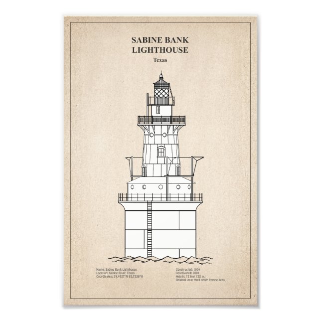 Sabine Bank Lighthouse - Texas - SBD Fototryck (Framsidan)