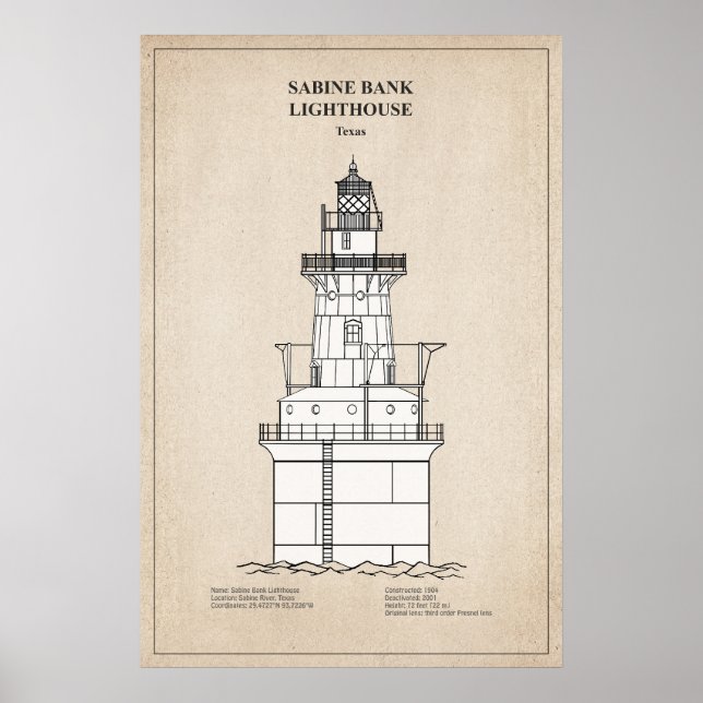Sabine Bank Lighthouse - Texas - SBD Poster (Framsidan)
