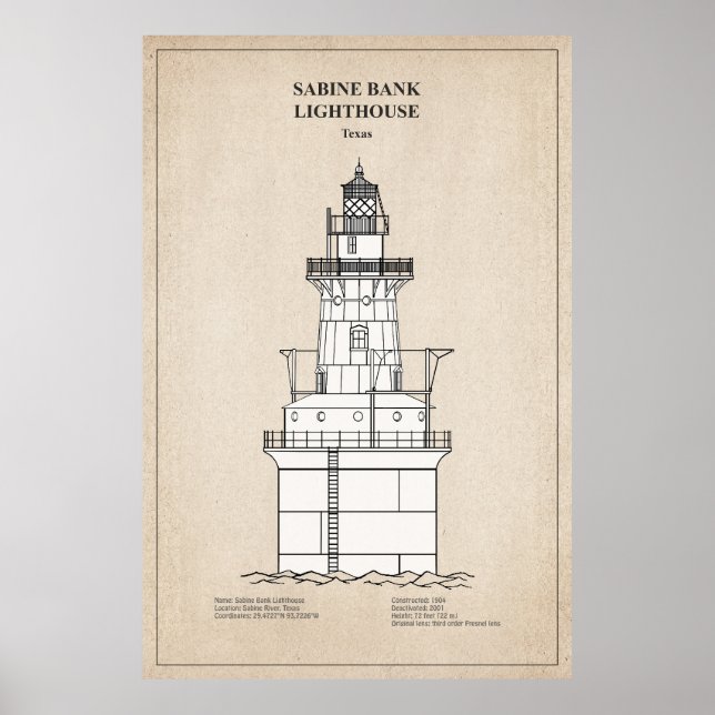 Sabine Bank Lighthouse - Texas - SBD Poster (Framsidan)