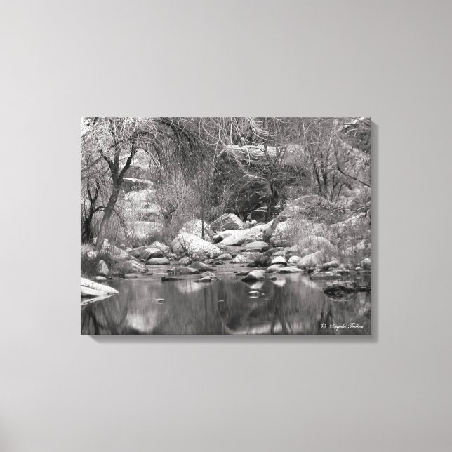 Sabino Canyon Creek Vinter Två Paneler Canvas (Framsida)