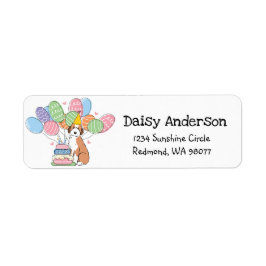 Sable Aussiedoodle Birthday Returadress Etikett