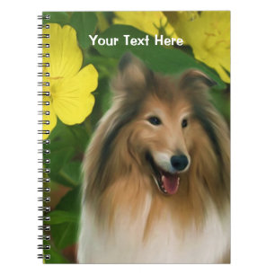 Sable Collie Fantasy Hund Art Notebook Anteckningsbok