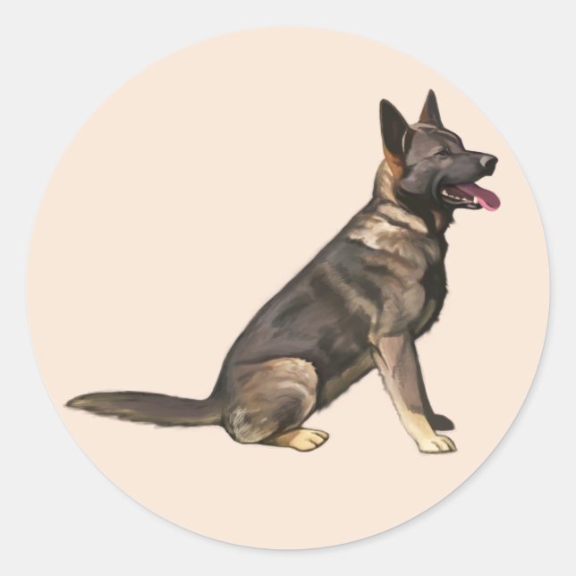 Sable German Shepherd Hund Runt Klistermärke (Framsida)